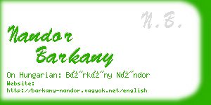 nandor barkany business card